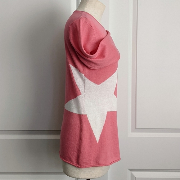 Unwine Sweater Linen Cotton Knit Lightweight Woven Star Salmon White S NWT - Picture 5 of 15